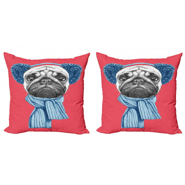 Pug and pup   Cushion Cover 45cm painting pets dog puppy funny 
